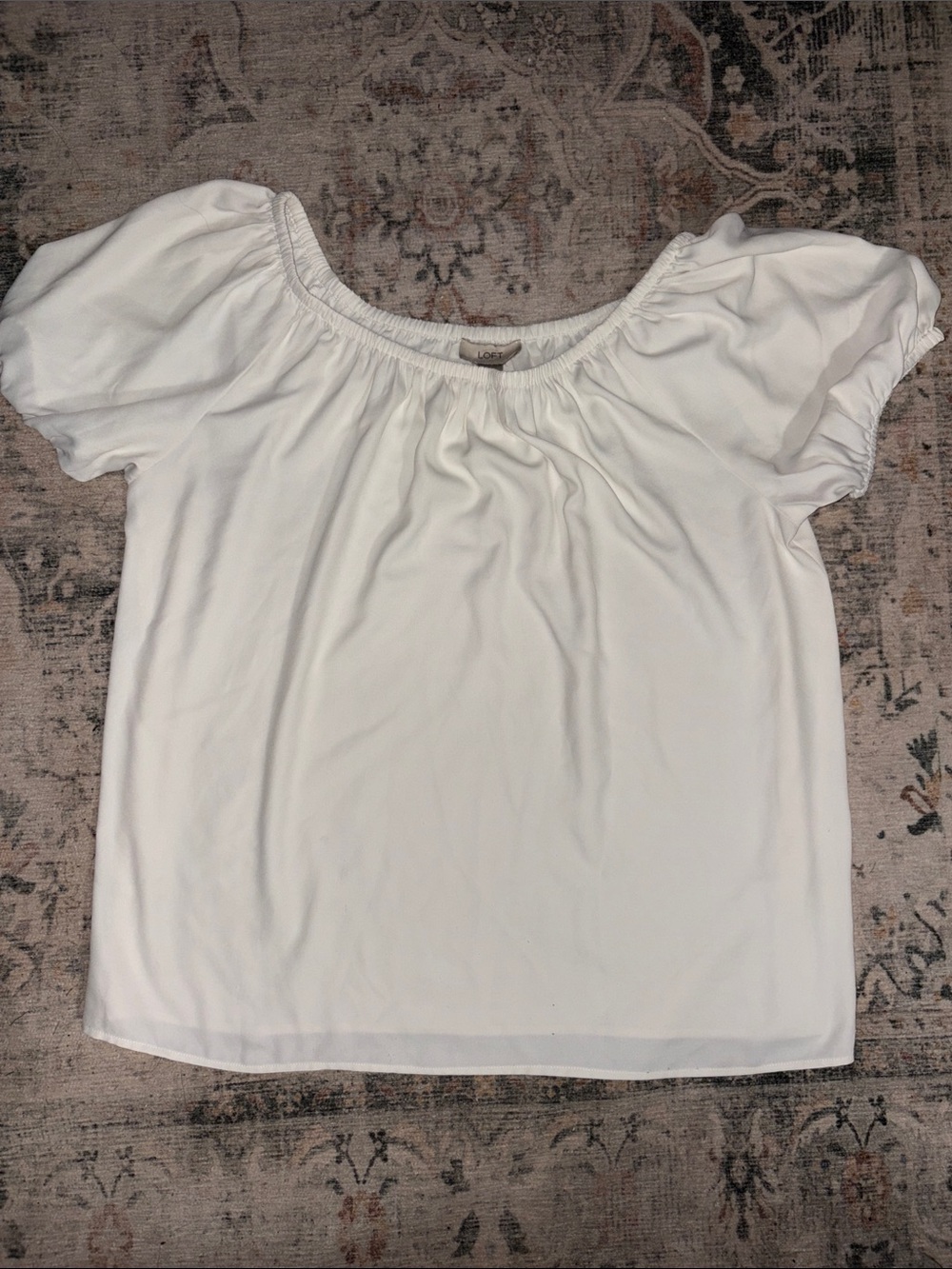 LOFT White Off-Shoulder Puff Sleeve Blouse